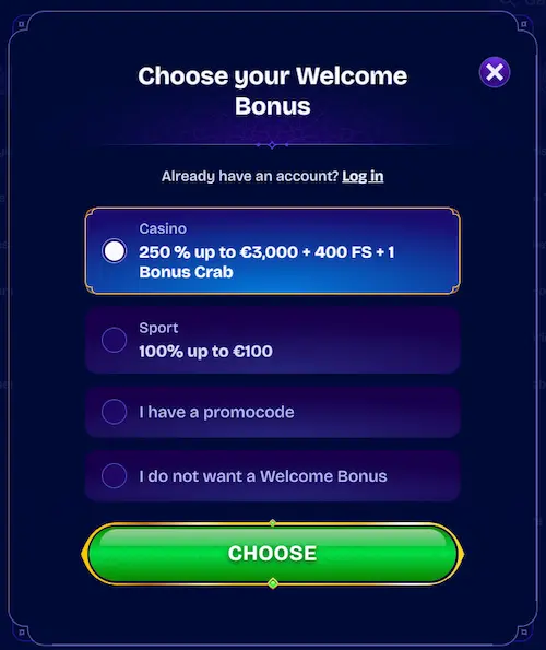 WishWin Casino register